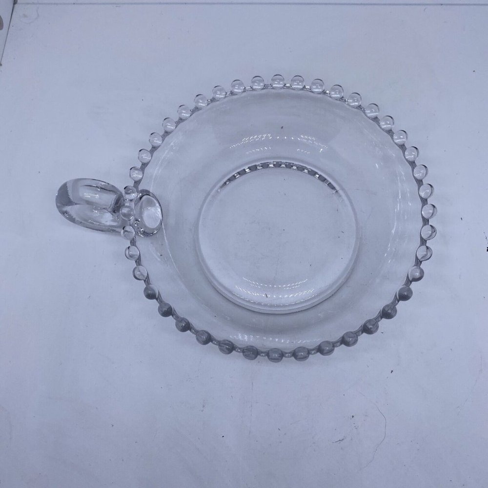 Vintage Imperial Candlewick Elegant Glass Clear Round Handled Mint Dish